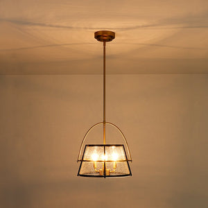 LightFixturesUSA - Seeded Glass Drum Semi Flush Mount / Pendant Light - Ceiling Light - 14 in - 