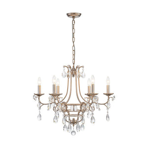 LightFixturesUSA - Shabby Chic 6 - Light Crystal Empire Candle Chandelier - Chandelier - 27.6 in. - 