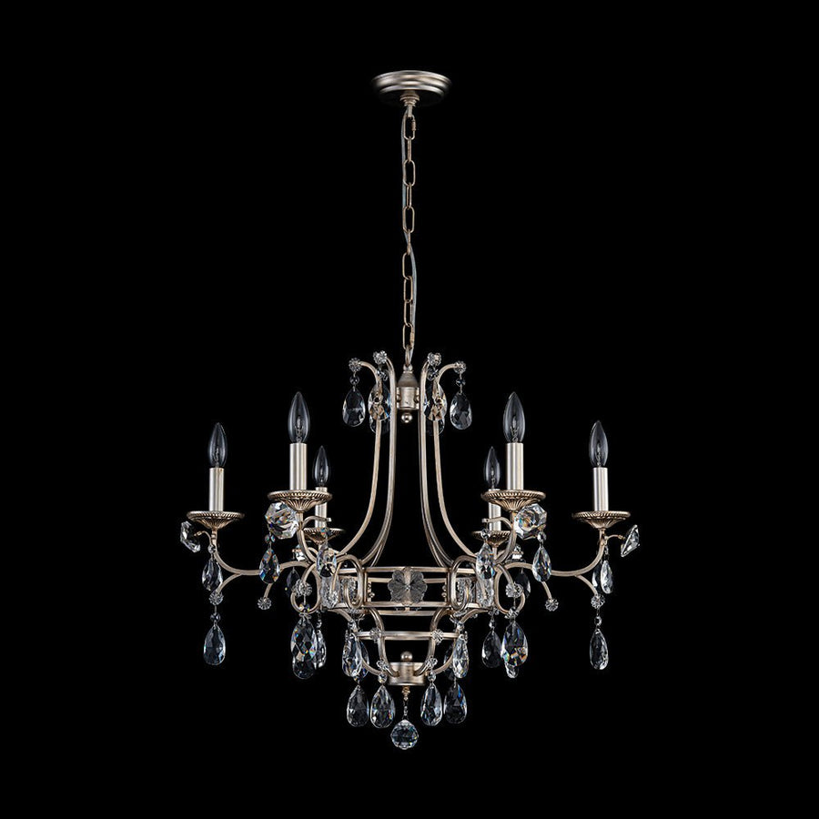 LightFixturesUSA - Shabby Chic 6 - Light Crystal Empire Candle Chandelier - Chandelier - 27.6 in. - 