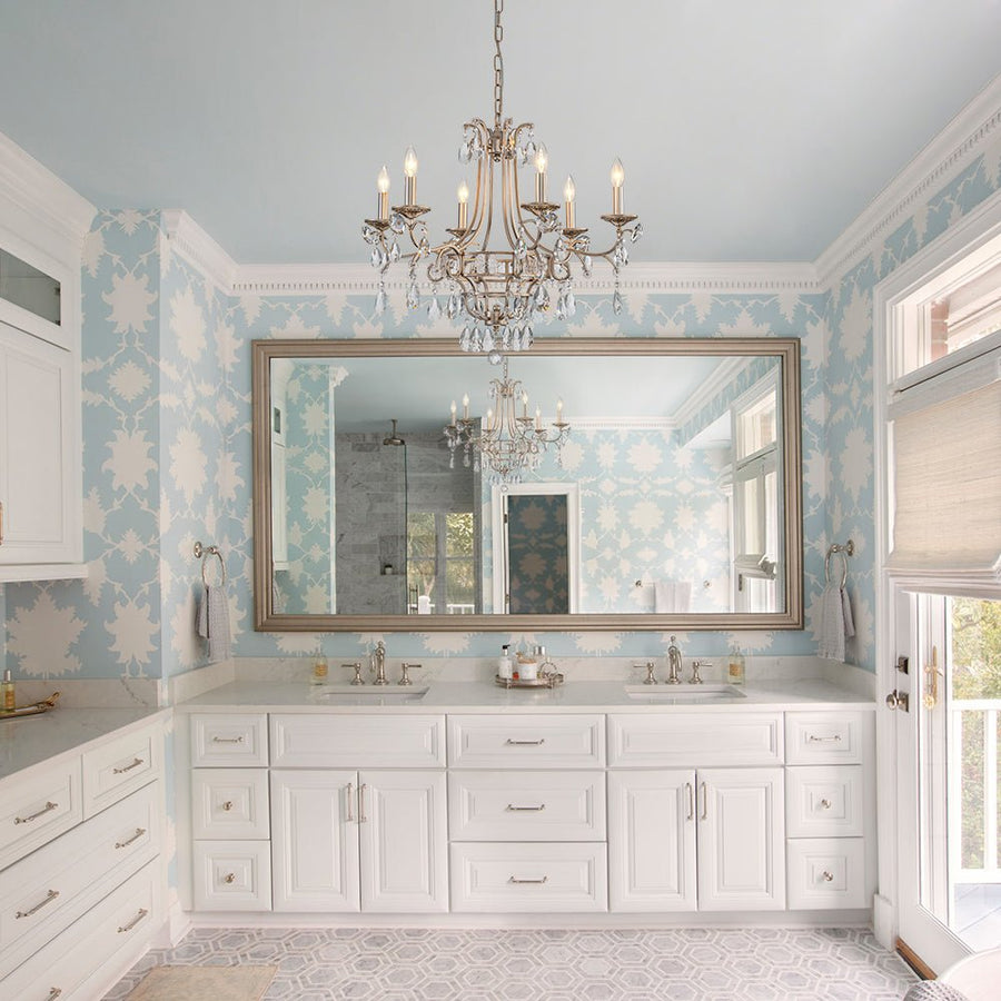 LightFixturesUSA - Shabby Chic 6 - Light Crystal Empire Candle Chandelier - Chandelier - 27.6 in. - 