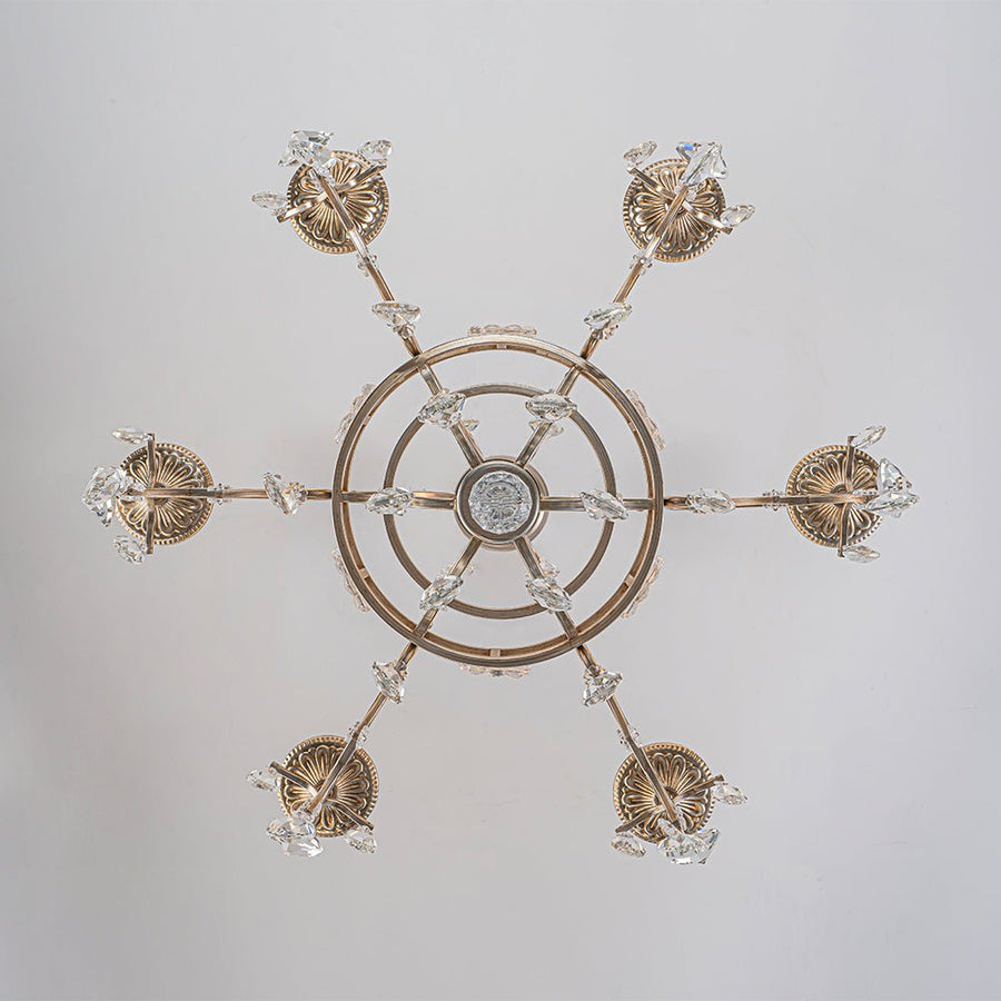 LightFixturesUSA - Shabby Chic 6 - Light Crystal Empire Candle Chandelier - Chandelier - 27.6 in. - 