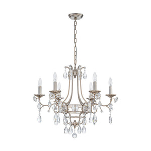 LightFixturesUSA - Shabby Chic 6 - Light Crystal Empire Candle Chandelier - Chandelier - 27.6 in. - 