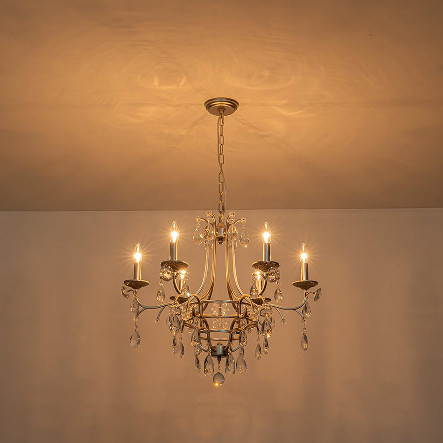 LightFixturesUSA - Shabby Chic 6 - Light Crystal Empire Candle Chandelier - Chandelier - 27.6 in. - 