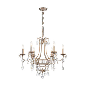 LightFixturesUSA - Shabby Chic 6 - Light Crystal Empire Candle Chandelier - Chandelier - 27.6 in. - 