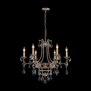LightFixturesUSA - Shabby Chic 6 - Light Crystal Empire Candle Chandelier - Chandelier - 27.6 in. - 