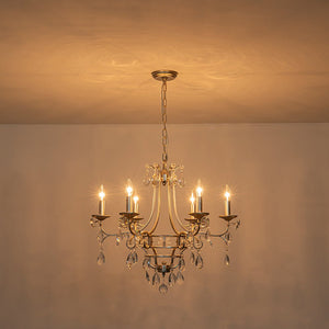 LightFixturesUSA - Shabby Chic 6 - Light Crystal Empire Candle Chandelier - Chandelier - 27.6 in. - 