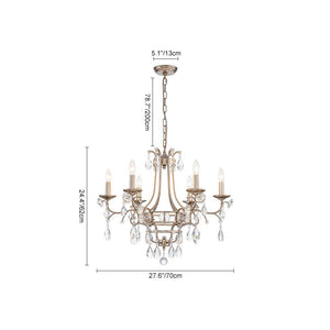 LightFixturesUSA - Shabby Chic 6 - Light Crystal Empire Candle Chandelier - Chandelier - 27.6 in. - 