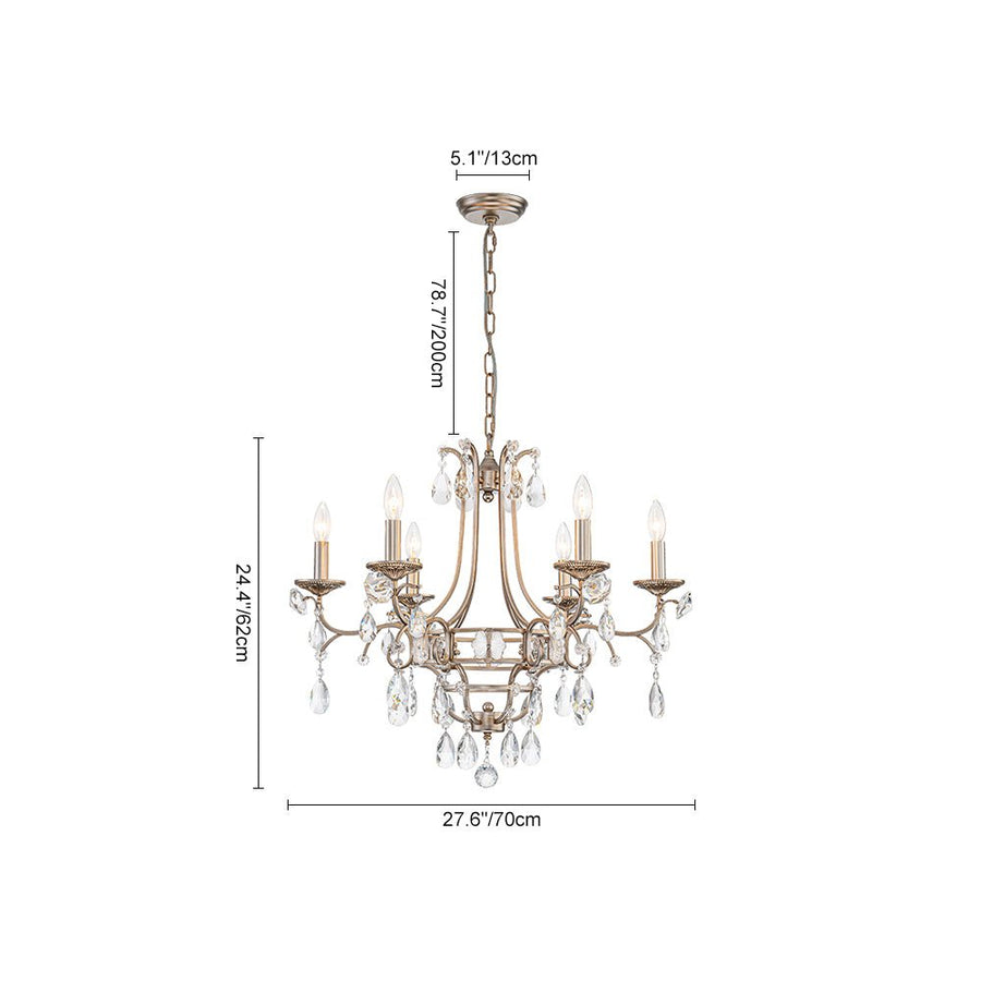 LightFixturesUSA - Shabby Chic 6 - Light Crystal Empire Candle Chandelier - Chandelier - 27.6 in. - 