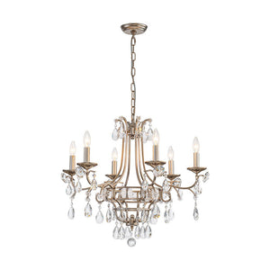 LightFixturesUSA - Shabby Chic 6 - Light Crystal Empire Candle Chandelier - Chandelier - 27.6 in. - 