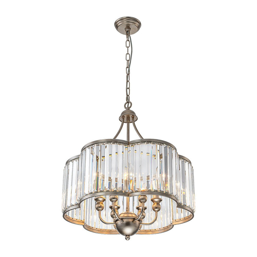 LightFixturesUSA - Shabby Chic Antique Silver Crystal Cage Pendant Light - Chandelier - 21.7 in. - 