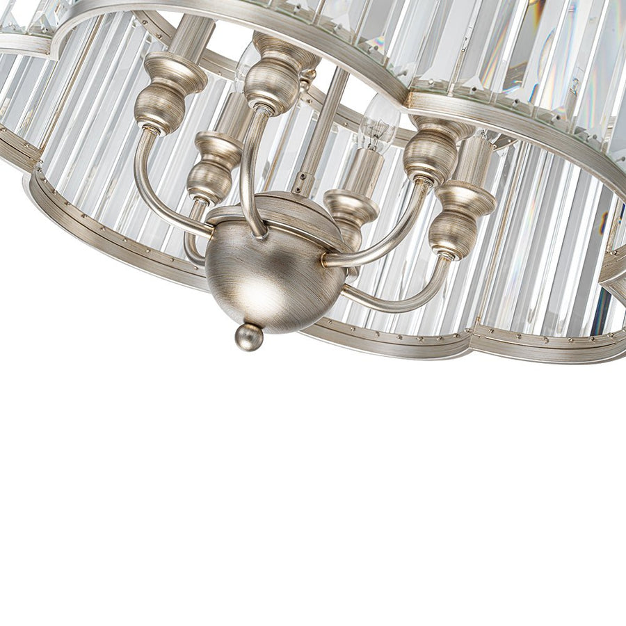 LightFixturesUSA - Shabby Chic Antique Silver Crystal Cage Pendant Light - Chandelier - 21.7 in. - 