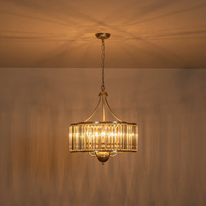 LightFixturesUSA - Shabby Chic Antique Silver Crystal Cage Pendant Light - Chandelier - 21.7 in. - 