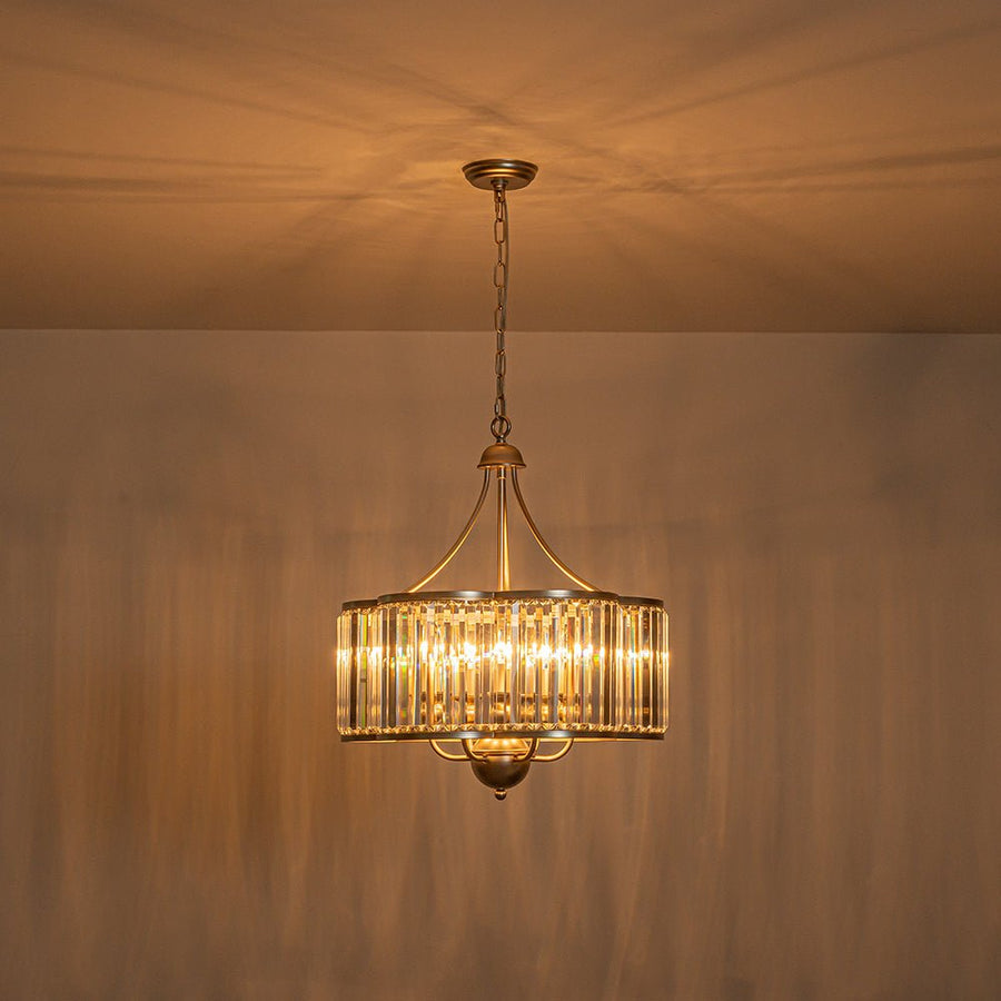 LightFixturesUSA - Shabby Chic Antique Silver Crystal Cage Pendant Light - Chandelier - 21.7 in. - 
