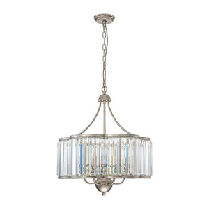 LightFixturesUSA - Shabby Chic Antique Silver Crystal Cage Pendant Light - Chandelier - 21.7 in. - 