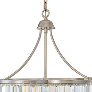 LightFixturesUSA - Shabby Chic Antique Silver Crystal Cage Pendant Light - Chandelier - 21.7 in. - 