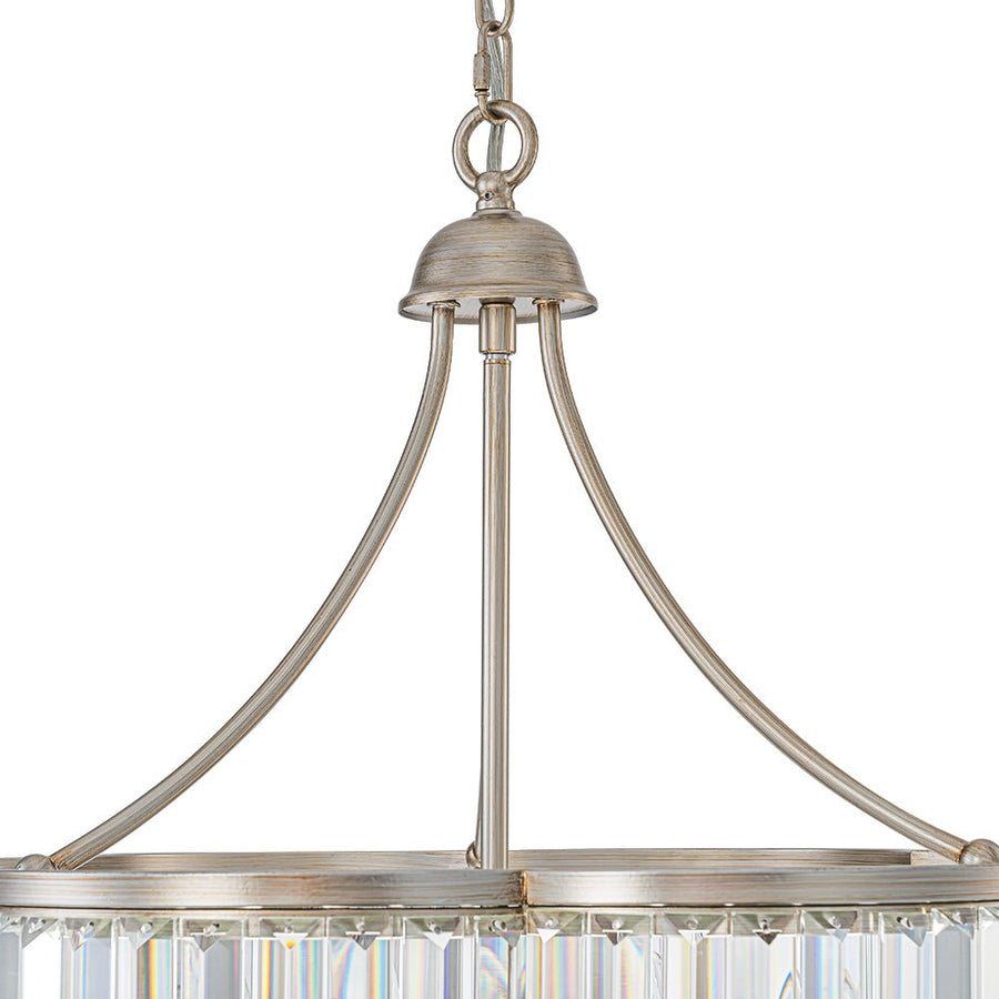 LightFixturesUSA - Shabby Chic Antique Silver Crystal Cage Pendant Light - Chandelier - 21.7 in. - 