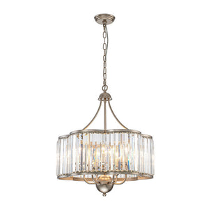 LightFixturesUSA - Shabby Chic Antique Silver Crystal Cage Pendant Light - Chandelier - 21.7 in. - 