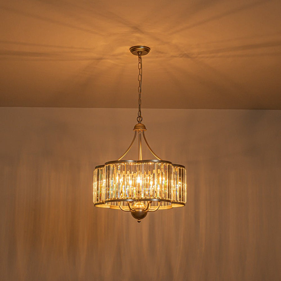 LightFixturesUSA - Shabby Chic Antique Silver Crystal Cage Pendant Light - Chandelier - 21.7 in. - 