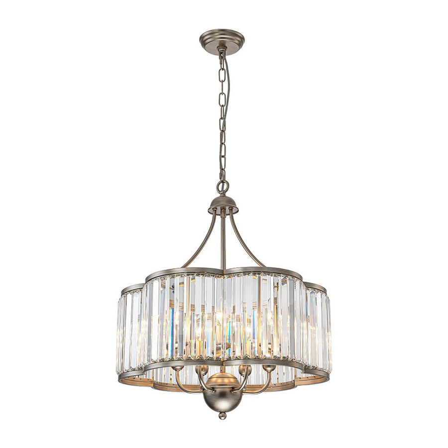 LightFixturesUSA - Shabby Chic Antique Silver Crystal Cage Pendant Light - Chandelier - 21.7 in. - 