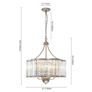 LightFixturesUSA - Shabby Chic Antique Silver Crystal Cage Pendant Light - Chandelier - 21.7 in. - 