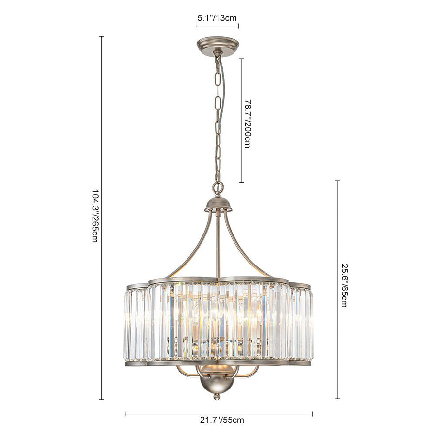 LightFixturesUSA - Shabby Chic Antique Silver Crystal Cage Pendant Light - Chandelier - 21.7 in. - 