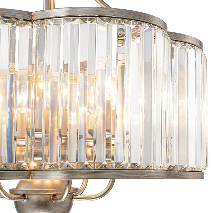 LightFixturesUSA - Shabby Chic Antique Silver Crystal Cage Pendant Light - Chandelier - 21.7 in. - 