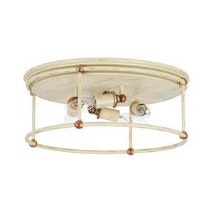 LightFixturesUSA-Shabby Chic Distressed Beige Metal Drum Lantern Flush Mount-Ceiling Light-13.8 in-