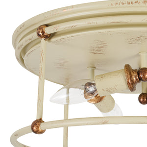 LightFixturesUSA-Shabby Chic Distressed Beige Metal Drum Lantern Flush Mount-Ceiling Light-13.8 in-