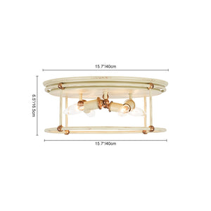 LightFixturesUSA-Shabby Chic Distressed Beige Metal Drum Lantern Flush Mount-Ceiling Light-13.8 in-