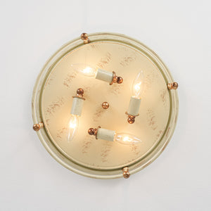 LightFixturesUSA-Shabby Chic Distressed Beige Metal Drum Lantern Flush Mount-Ceiling Light-13.8 in-