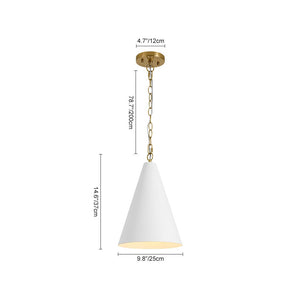 LightFixturesUSA - Shaker 1 - Light Brass White Iron Conical Kitchen Pendant - Pendant Light - 2 Packs - 