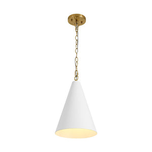 LightFixturesUSA - Shaker 1 - Light Brass White Iron Conical Kitchen Pendant - Pendant Light - 2 Packs - 