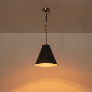LightFixturesUSA - Shaker Brass Black 1 - Light Metal Conical Kitchen Pendant - Pendant Light - 15 in - 