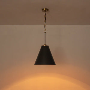 LightFixturesUSA - Shaker Brass Black 1 - Light Metal Conical Kitchen Pendant - Pendant Light - 15 in - 