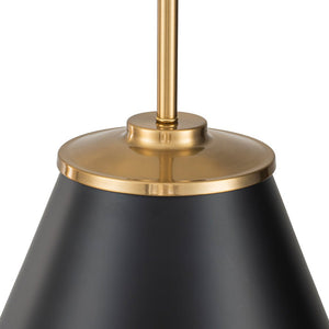 LightFixturesUSA - Shaker Brass Black 1 - Light Metal Conical Kitchen Pendant - Pendant Light - 15 in - 