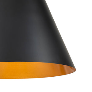 LightFixturesUSA - Shaker Brass Black 1 - Light Metal Conical Kitchen Pendant - Pendant Light - 15 in - 