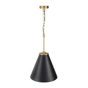 LightFixturesUSA - Shaker Brass Black 1 - Light Metal Conical Kitchen Pendant - Pendant Light - 15 in - 