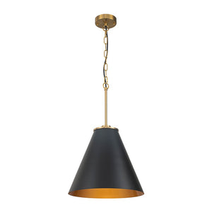 LightFixturesUSA - Shaker Brass Black 1 - Light Metal Conical Kitchen Pendant - Pendant Light - 15 in - 