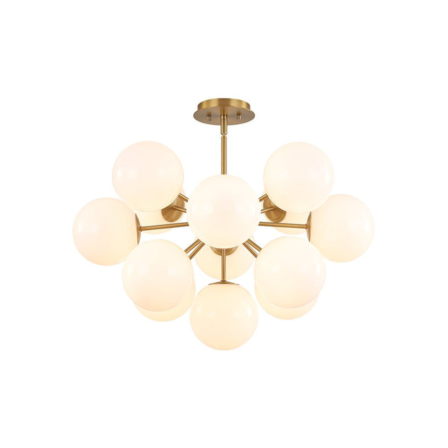 LightFixturesUSA - Shine Lustre Opal Glass Bubble Sputnik Semi Flush Chandelier - Chandelier - Brass - 