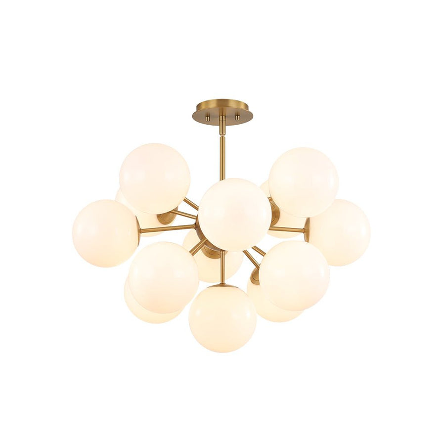 LightFixturesUSA - Shine Lustre Opal Glass Bubble Sputnik Semi Flush Chandelier - Chandelier - Brass - 