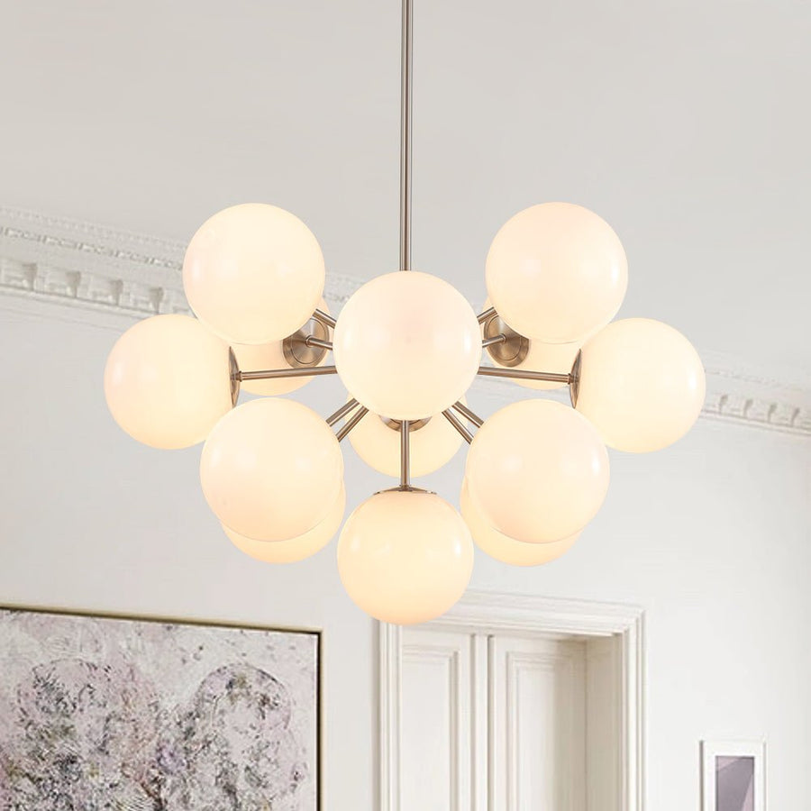 LightFixturesUSA - Shine Lustre Opal Glass Bubble Sputnik Semi Flush Chandelier - Chandelier - Brass - 