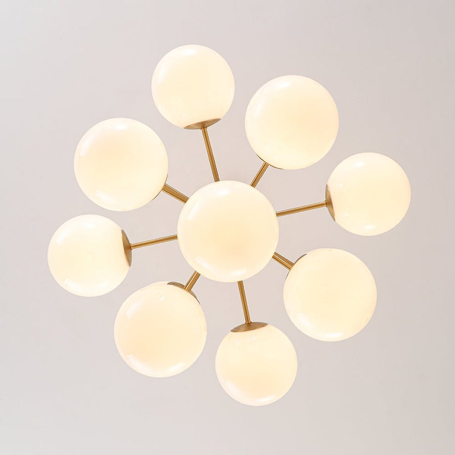 LightFixturesUSA - Shine Lustre Opal Glass Bubble Sputnik Semi Flush Chandelier - Chandelier - Brass - 