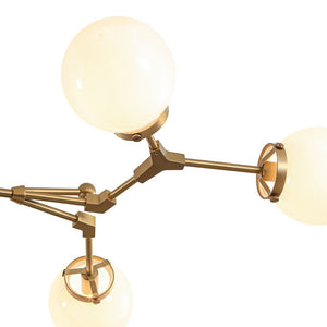 LightFixturesUSA - Shine Opal Glass Globe Linear Branch Island Chandelier - Chandelier - Brass - 