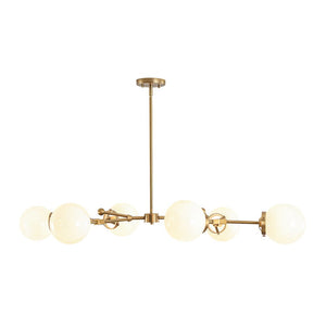 LightFixturesUSA - Shine Opal Glass Globe Linear Branch Island Chandelier - Chandelier - Brass - 