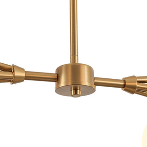 LightFixturesUSA - Shine Opal Glass Globe Linear Branch Island Chandelier - Chandelier - Brass - 