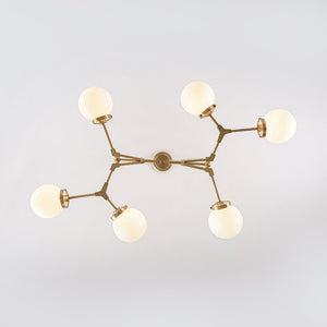 LightFixturesUSA - Shine Opal Glass Globe Linear Branch Island Chandelier - Chandelier - Brass - 
