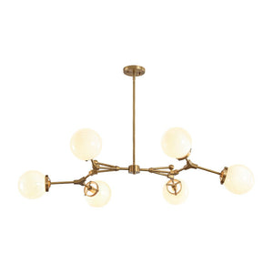 LightFixturesUSA - Shine Opal Glass Globe Linear Branch Island Chandelier - Chandelier - Brass - 
