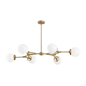 LightFixturesUSA - Shine Opal Glass Globe Linear Branch Island Chandelier - Chandelier - Brass - 