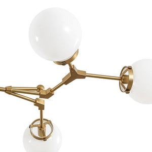 LightFixturesUSA - Shine Opal Glass Globe Linear Branch Island Chandelier - Chandelier - Brass - 