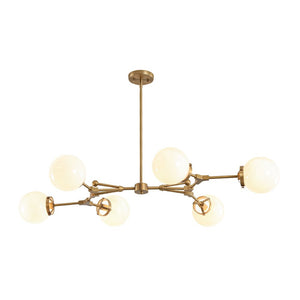 LightFixturesUSA - Shine Opal Glass Globe Linear Branch Island Chandelier - Chandelier - Brass - 